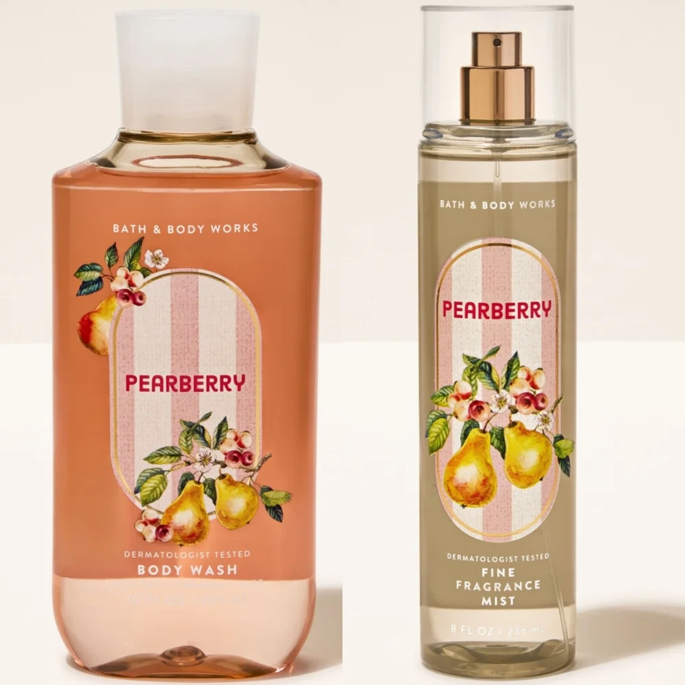 Bath & Body Works Pearberry Body Wash & Fine Frangrance Body Mist Set NEW